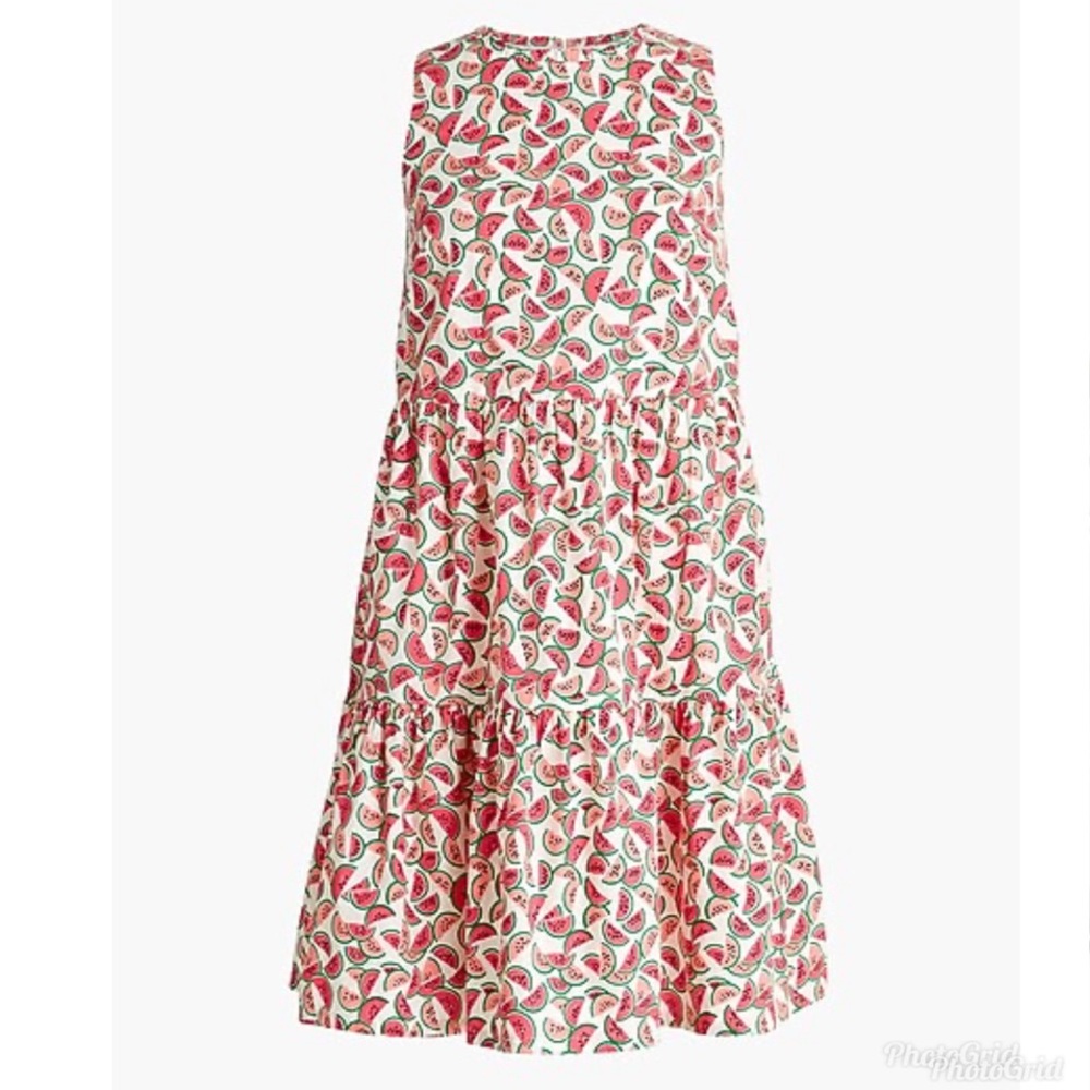 J.Crew watermelon tiered with pockets colorful dress size 4 ; fits small